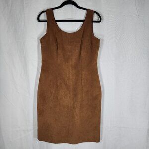Positive Attitude Faux Suede Pencil Mini Dress Chocolate Brown Womens 8
